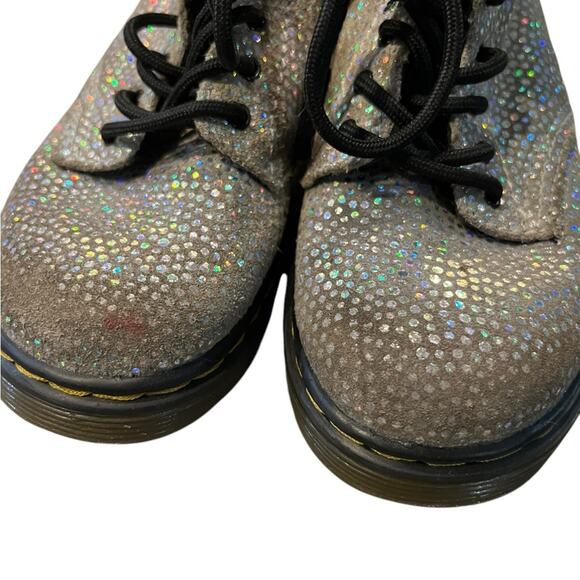Vtg Y2K Doc Martens Rainbow Sparkly Metallic Lace Up Combat Girly Boots US 10 - Picture 4 of 8